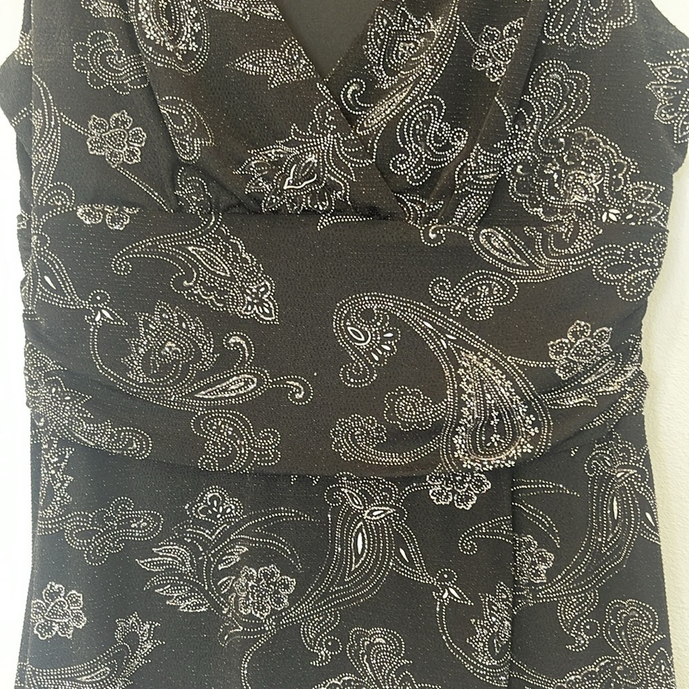 Dressbarn Womens Black Sleeveless Tank Top Blouse Glitzy Shimmery Size L - Picture 3 of 9